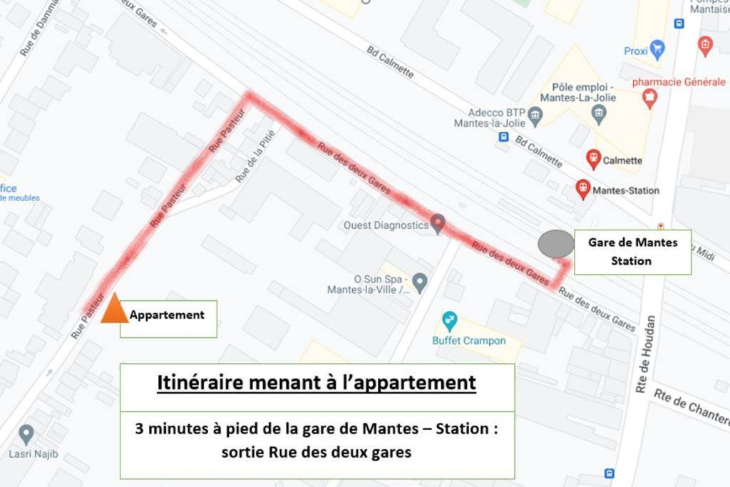 Appartement F2 De Haut Standing En Hypercentre Avec Jardin Prive A 270 M De La Gare De Mantes ! エクステリア 写真